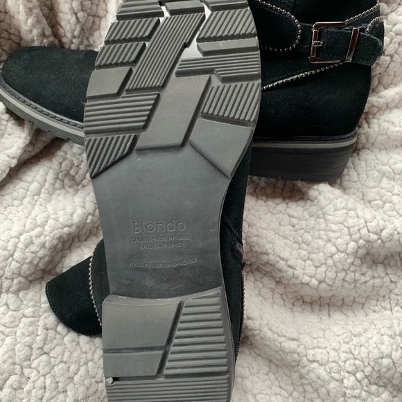 Black suede leather size 12 blonde boots - Picture 2 of 3